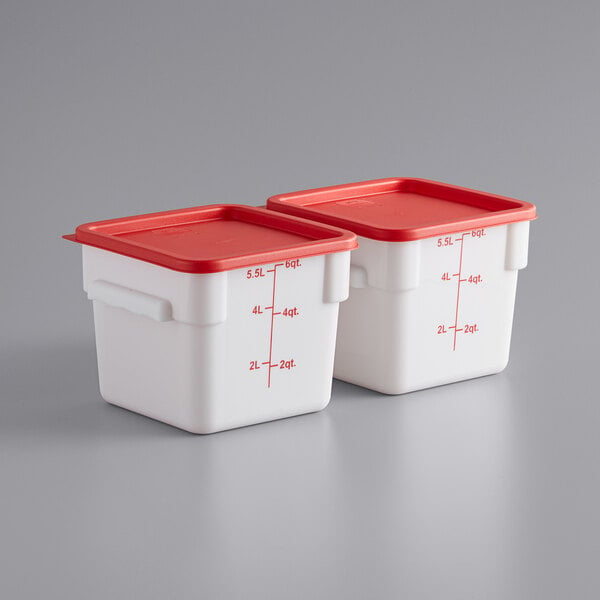 Choice 6 and 8 Qt. White Square Polypropylene Food Storage Container Lid