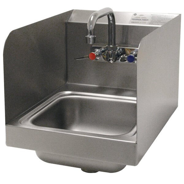 Advance Tabco 7-PS-56 Space Saving Hand Sink with Side Splash Guards - 12" x 16"