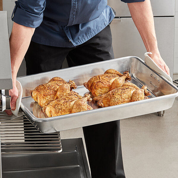 Choice 13 Qt. Aluminum Baking and Roasting Pan with Handles - 26 x 18 x 3  1/2