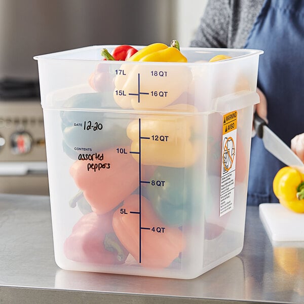 Vigor 18 Qt. Translucent Square Polypropylene Food Storage Container