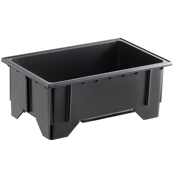 A black plastic Vollrath ServeWell well assembly container with a lid.
