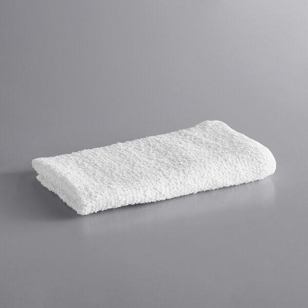Choice 16" x 19" 24 oz. White Cotton Textured Terry Bar Towels in Bulk
