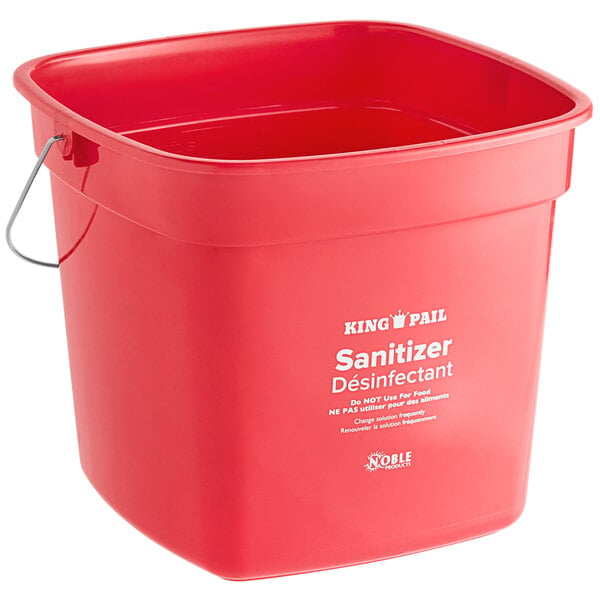 Case of 12 10-1/4 Length x 10-5/8 Height 10 qt Capacity Impact 5510RS High Density Polypropylene Deluxe Heavy-Duty Bucket with Sanitizer Imprint Red 