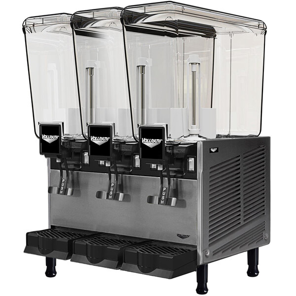 Vollrath VBBE3-37-S Triple 5.28 Gallon Bowl Refrigerated Beverage Dispenser with Stirring Paddle Circulation - 115V