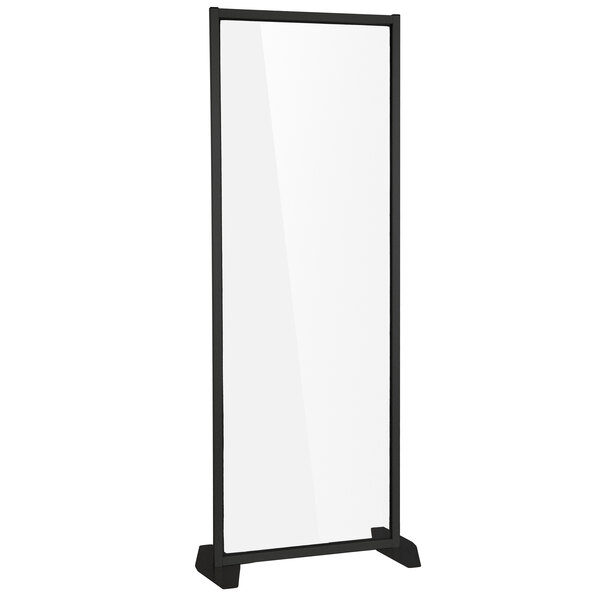 A rectangular clear acrylic partition with a black frame.