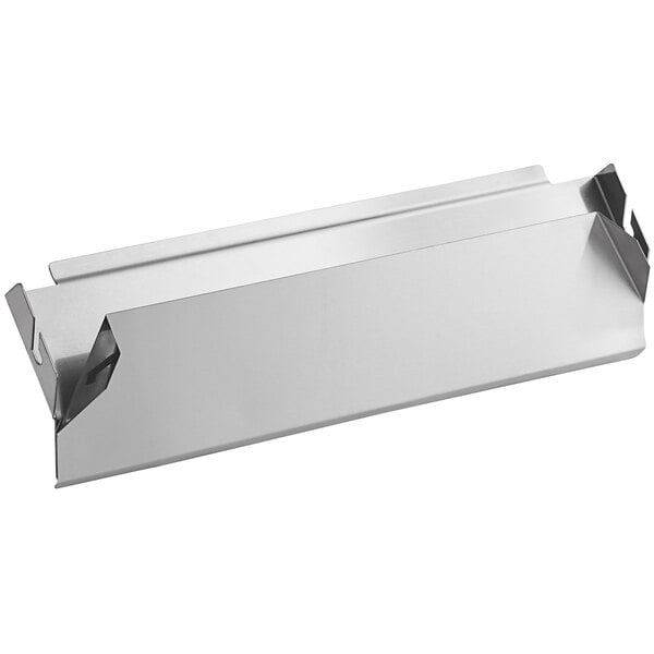 An Avantco stainless steel rectangular tray with a handle and holes.