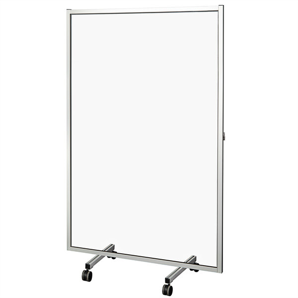 A clear acrylic rectangular partition with a black frame.