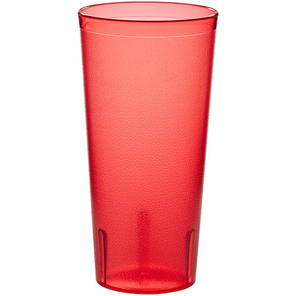 6 Dozen 24oz Restaurant RED or CLEAR Plastic Pebbled Tumbler Cup Dishwasher Safe 