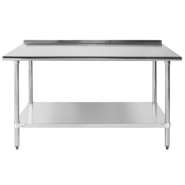 Advance Tabco FLAG-305-X 30" x 60" 16 Gauge Stainless Steel Work Table with 1 1/2" Backsplash and Galvanized Undershelf
