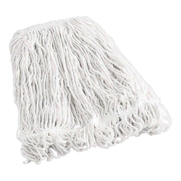 A white Rubbermaid Super Stitch wet mop head with a 1" headband.