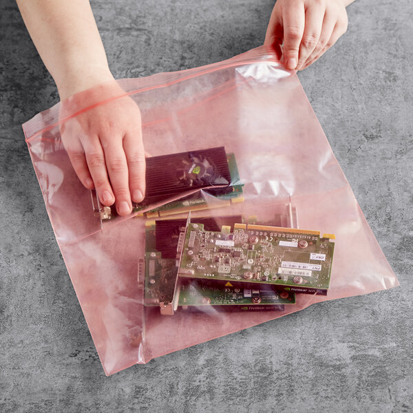 100 6"x6"  Anti Static Pink Reclosable Ziplock Bags 4mil HEAVYDUTY 
