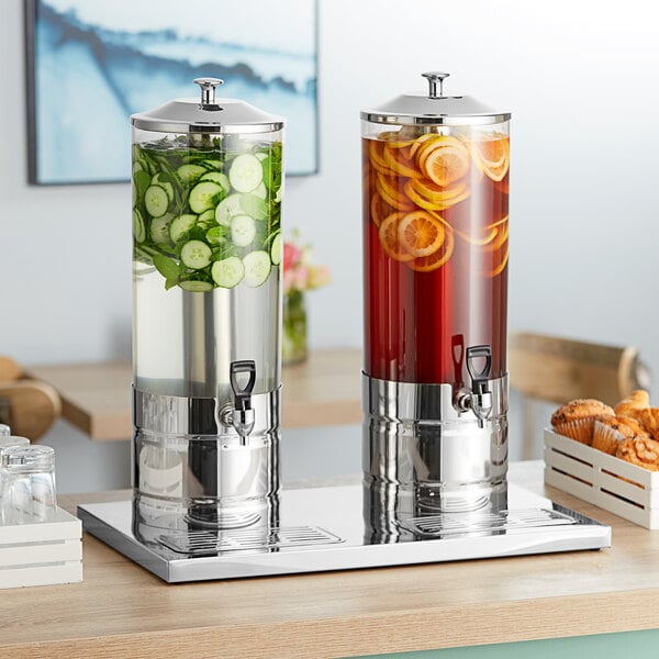 Acopa Double 1.85 Gallon Stainless Steel and Polycarbonate Beverage  Dispenser