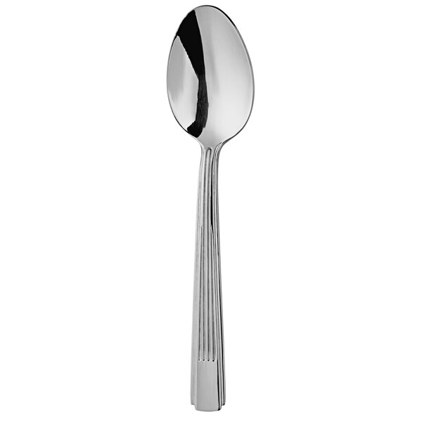 A Oneida Park Place stainless steel dessert spoon with a long handle.