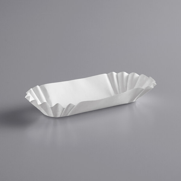 Medium Weight 6" White Paper Fluted Hot Dog Tray 500/Pack