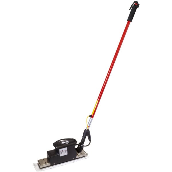 A Square Scrub EBG-16 Doodle Mop with a handle and red and black accents.