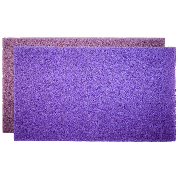 Two purple Square Scrub 3M Scotch-Brite diamond floor pads.