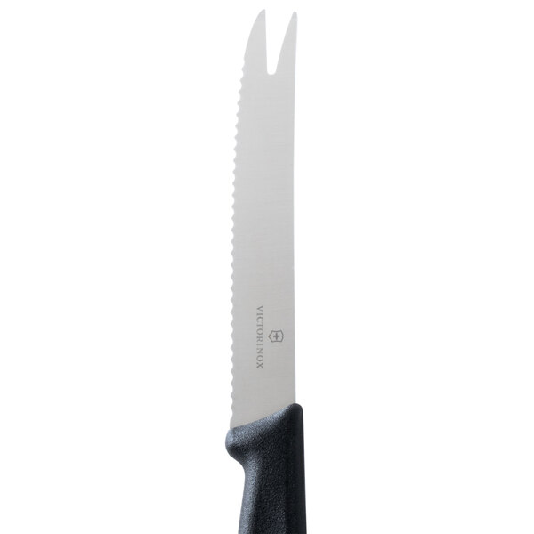 Victorinox 6.7863 4 1/4" Serrated Edge Tomato Knife with Black Polypropylene Handle