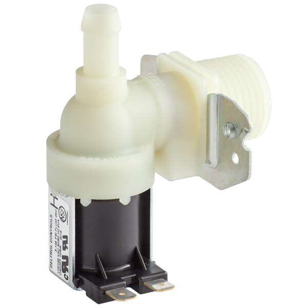 A white Bunn H5 valve with a black and white plastic connector and a small plastic plug.