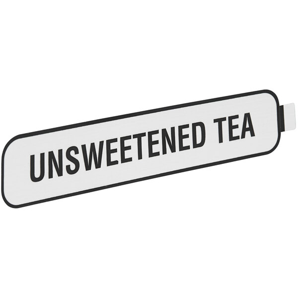 A black and white sign that says "Unsweetened Tea" for Bunn Iced Tea Brewers.