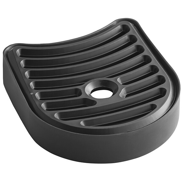 A black plastic Bunn drip tray with holes in it.