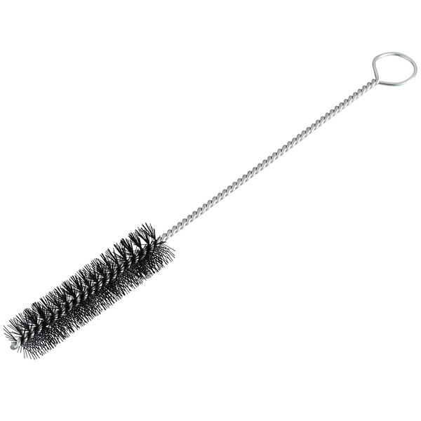 A black and silver Bunn nylon tube brush with metal bristles.
