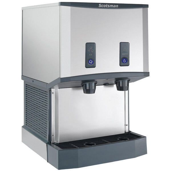 Scotsman HID525WB-1 Meridian Countertop Water Cooled Ice Machine and Water Dispenser with Push Button Dispensing - 25 lb. Bin Storage