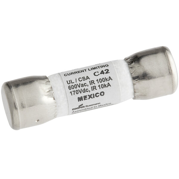 A close-up of a Bunn 20A fuse with a white background.