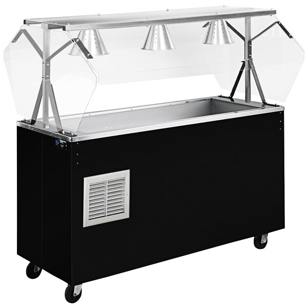 A black and silver Vollrath refrigerated food station on a counter.
