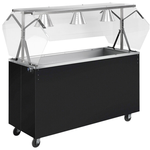 A black Vollrath portable cold food station with closed storage and doors.