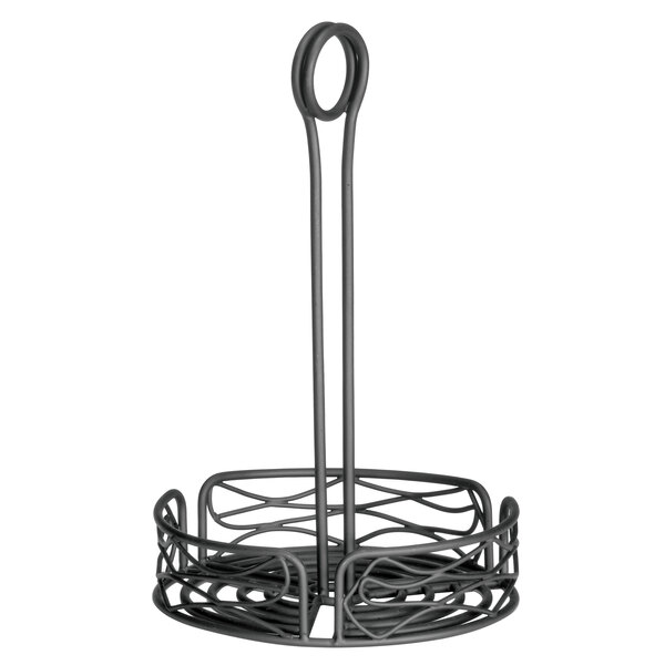 Tablecraft BK1780 Artisan Versa 7 3/4" Black Wire Condiment Caddy