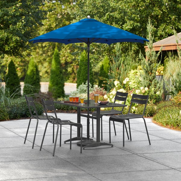 Lancaster Table & Seating 6' Pacific Blue Push Lift Umbrella with 1 1/2" Aluminum Pole