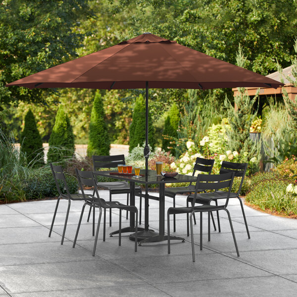 Lancaster Table & Seating 11' Terracotta Crank Lift Umbrella with 1 1/2" Steel Pole
