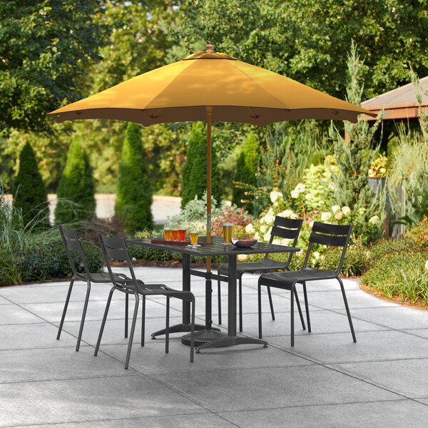 Lancaster Table & Seating 7 1/2' Yellow Pulley Lift Umbrella with 1 1/2" Hardwood Pole
