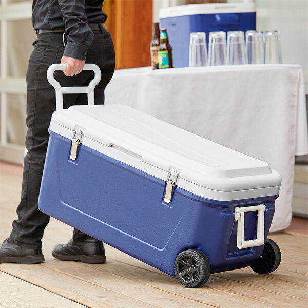 Choice Blue 84 Qt. Cooler with Wheels and Tow Handle