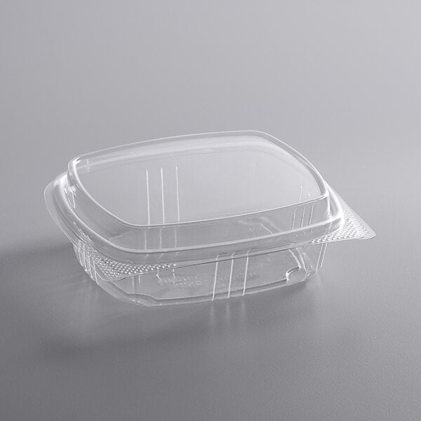 Choice 8 oz. Clear RPET Tall Hinged Deli Container with Domed Lid - 50/Pack