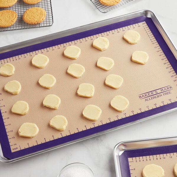 Baker's Mark 16 1/2" x 24 1/2" Full Size Heavy-Duty Allergen-Free Purple Indexed Silicone Non-Stick Baking Mat