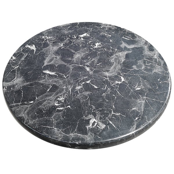 An American Tables & Seating black and white marbled Isotop outdoor table top.
