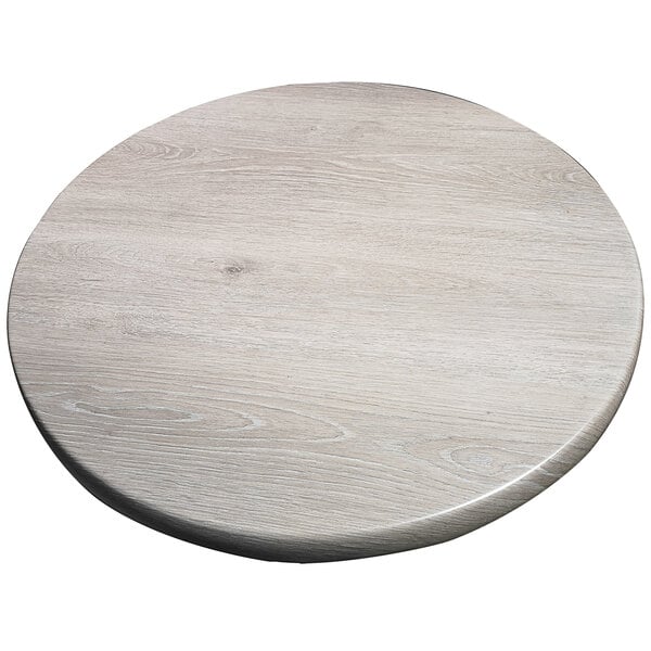 An American Tables & Seating round grey oak Isotop table top.