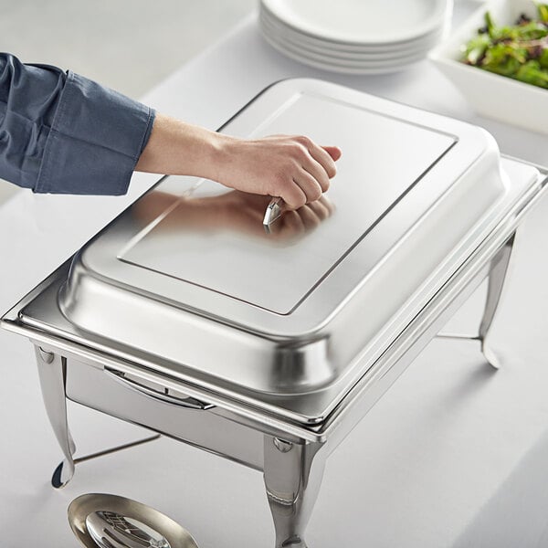 Choice 8 Qt. Full Size Stainless Steel Chafer Cover with Metal Handle