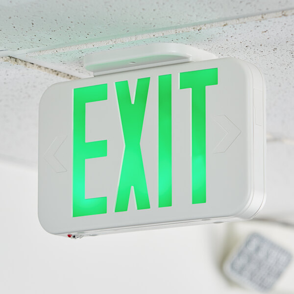Lavex Industrial Red and Green LED Exit Sign with Adjustable Arrows and Ni-Cad Battery Backup - 1 Watt Unit