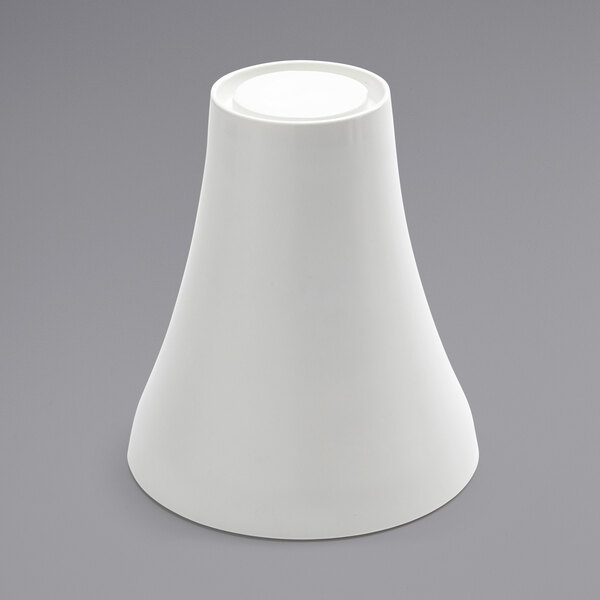 An American Metalcraft white melamine pedestal with a round top.