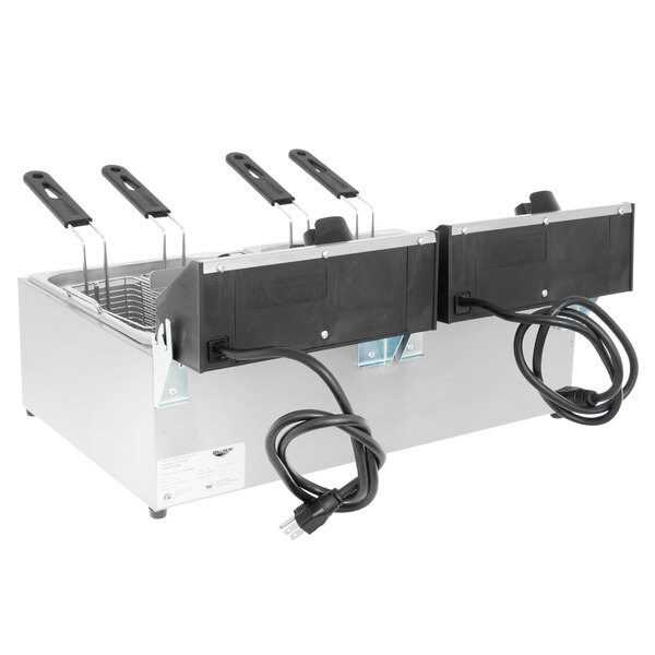 Vollrath 40707 20 lb. Commercial Countertop Deep Fryer Twin Pot 120V