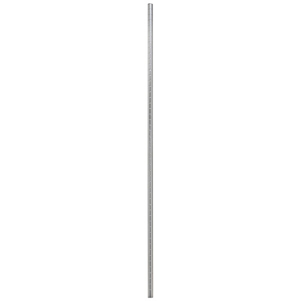 An Eagle Group 54" chrome metal pole with holes on a white background.