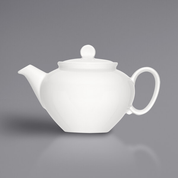 A Bauscher bright white porcelain teapot with lid.