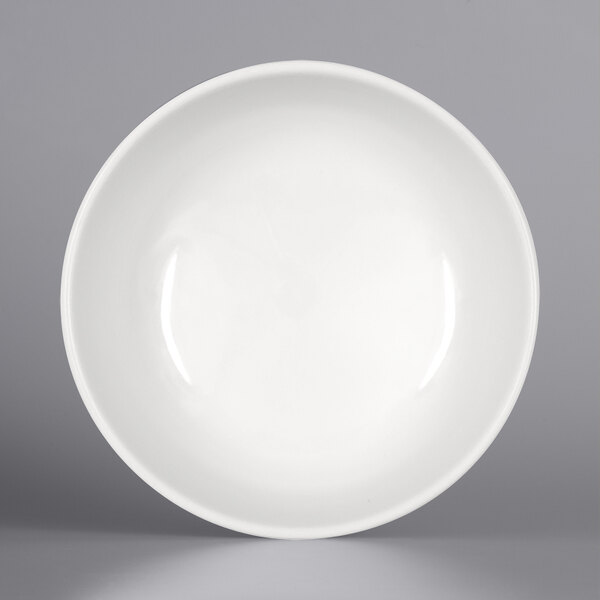 A Bauscher bright white porcelain bowl on a white background.