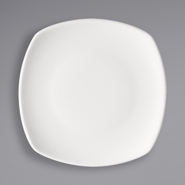 A white square Bauscher porcelain plate.