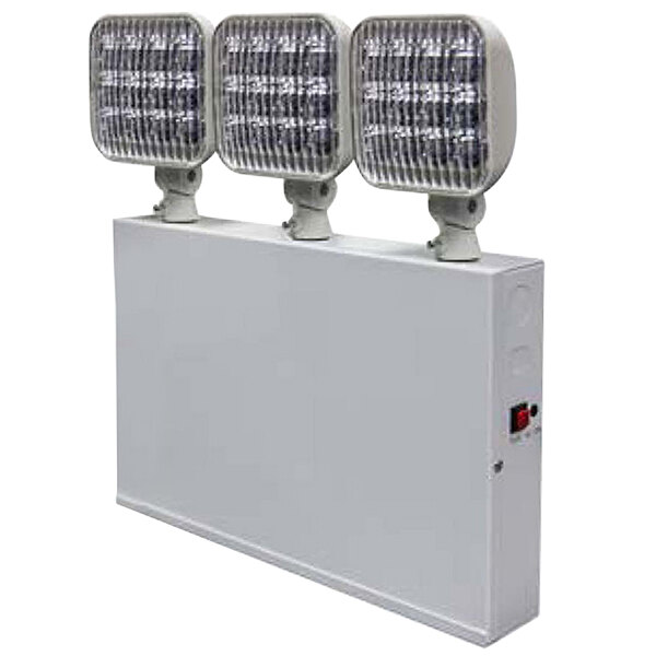 Lavex Industrial Remote Capable Triple Head New York City Approved LED Emergency Light with Steel Housing and Battery Backup