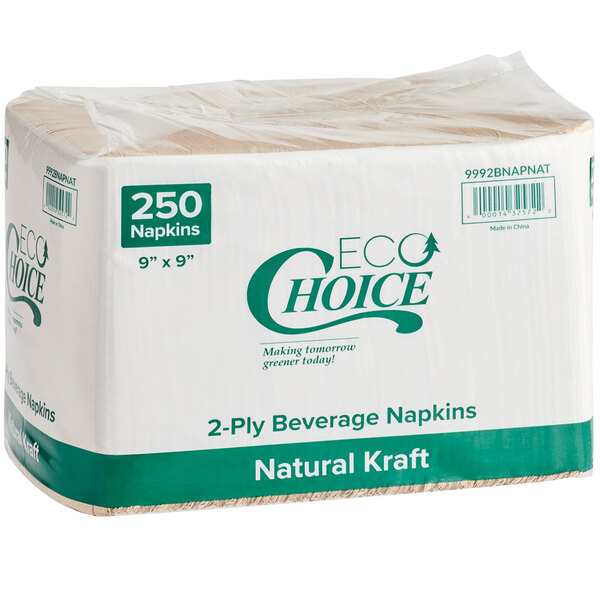 EcoChoice 2Ply Natural Kraft Beverage / Cocktail Napkin 3000/Case