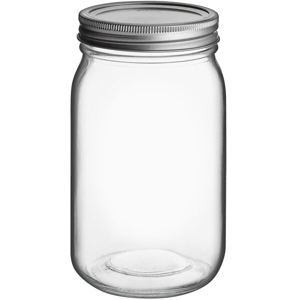 NMS 16 Ounce Glass Tall Straight Sided Mason Canning Jars - With 63mm Black  Plastic Lids - Case of 12