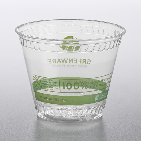 FabriKal GC9 Greenware 9 oz. Compostable Printed Plastic Cold Cup